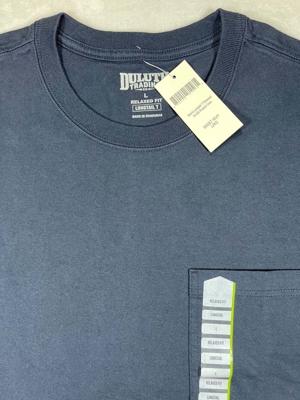 Duluth Trading Co. Men's Longtail T Relaxed Fit SS Pocket Crew Navy Size L